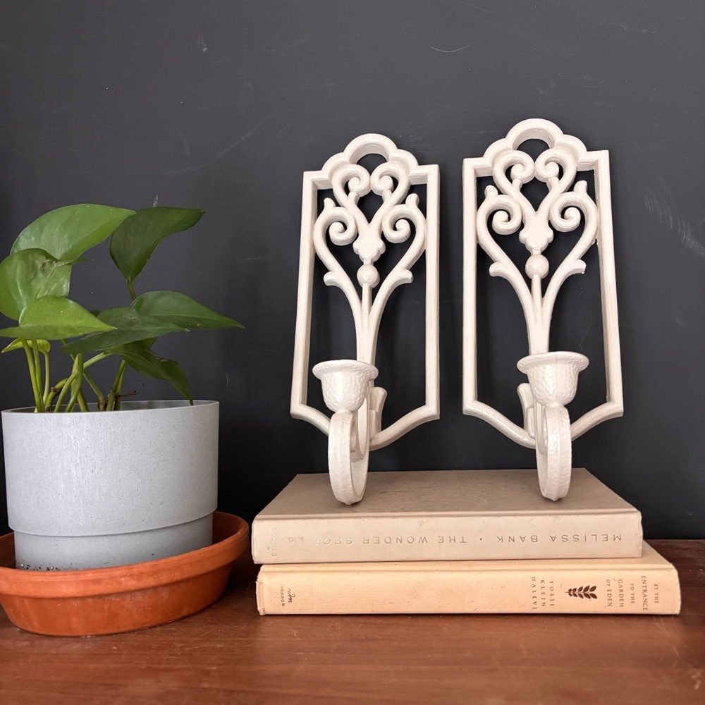 Elegant Cream Decorative Wall candle holder sconces - Pair